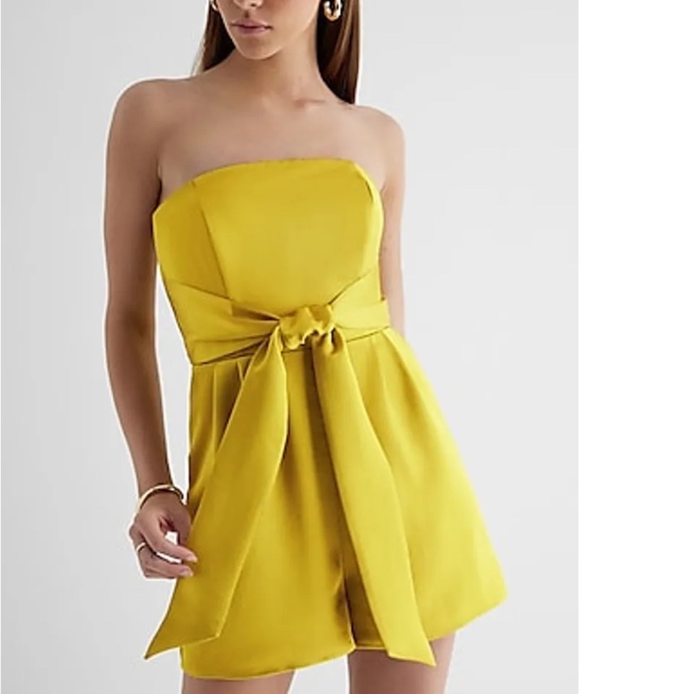 Elegant Yellow Strapless Dress